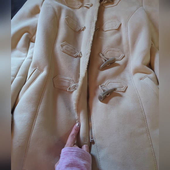 Ann Taylor Jacket Womens Small Tan Beige Suede Coat Outdoor Gorp - Picture 7 of 7